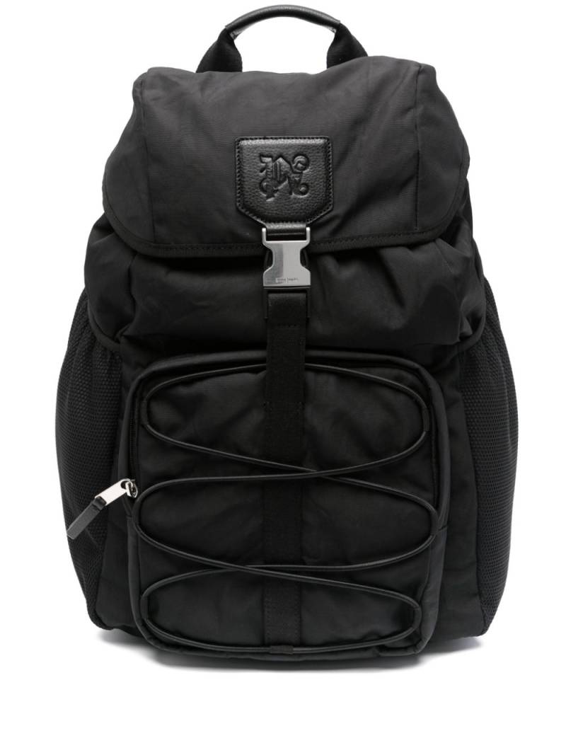 Palm Angels monogram-debossed canvas backpack - Black von Palm Angels