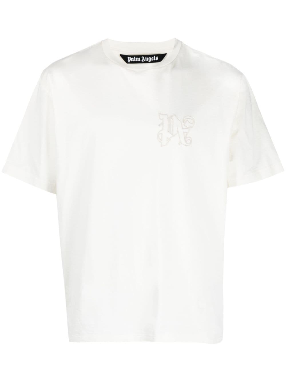 Palm Angels logo-embroidered cotton T-shirt - Neutrals von Palm Angels