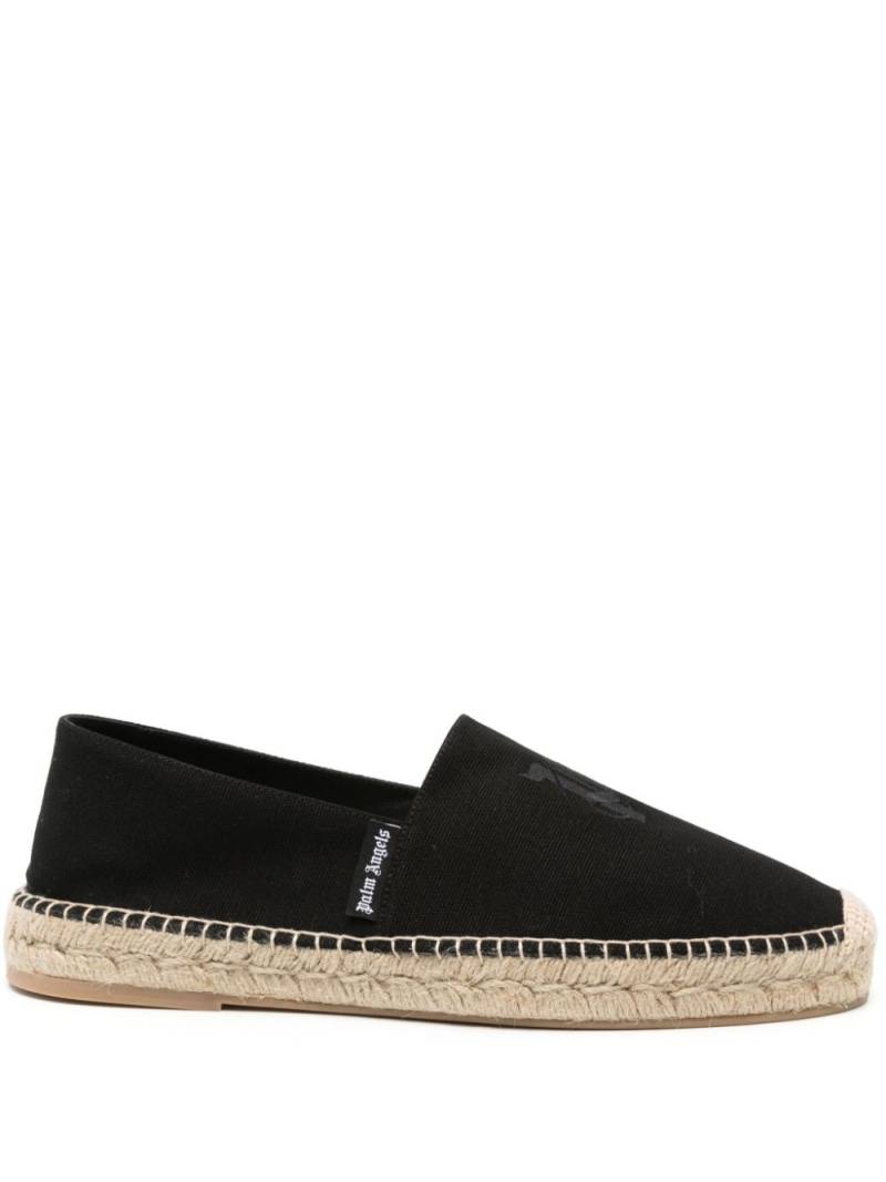 Palm Angels logo-embroidered cotton espadrilles - Black von Palm Angels