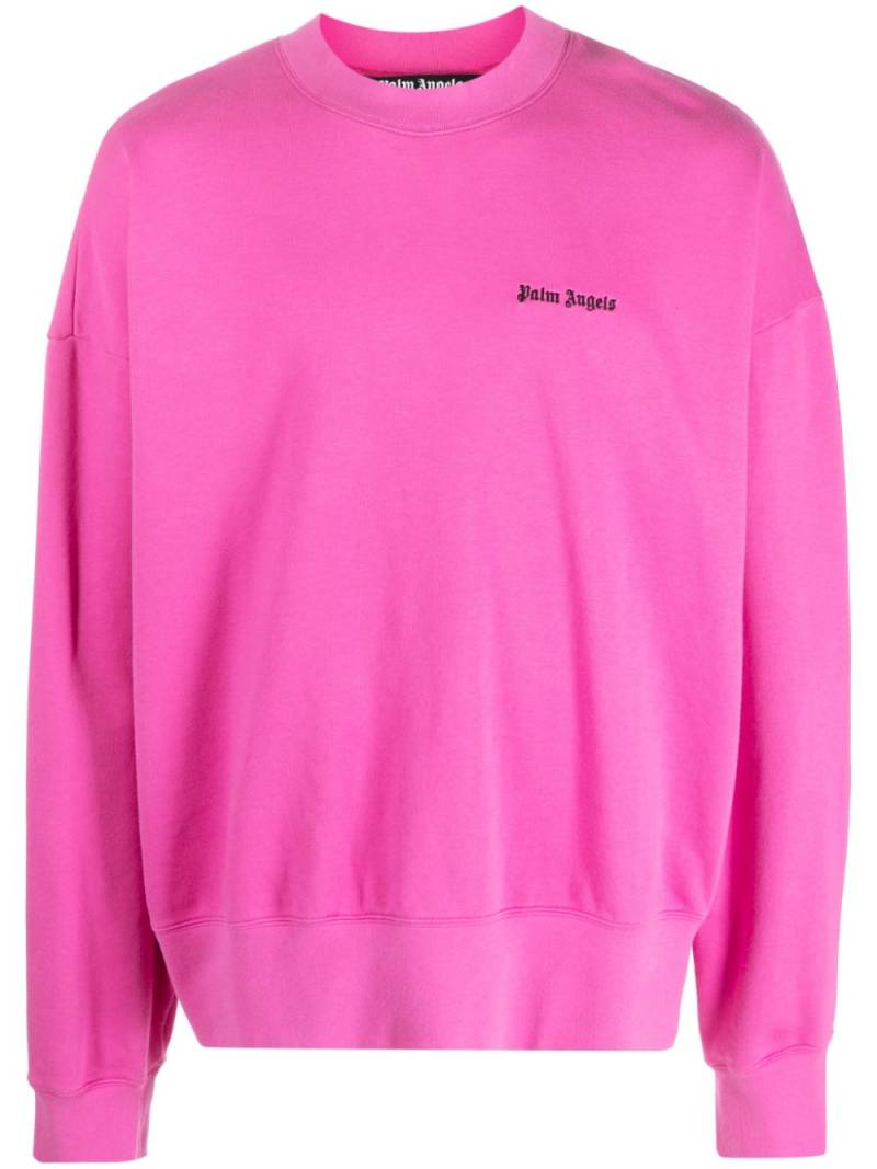 Palm Angels logo-embroidered cotton sweatshirt - Pink von Palm Angels