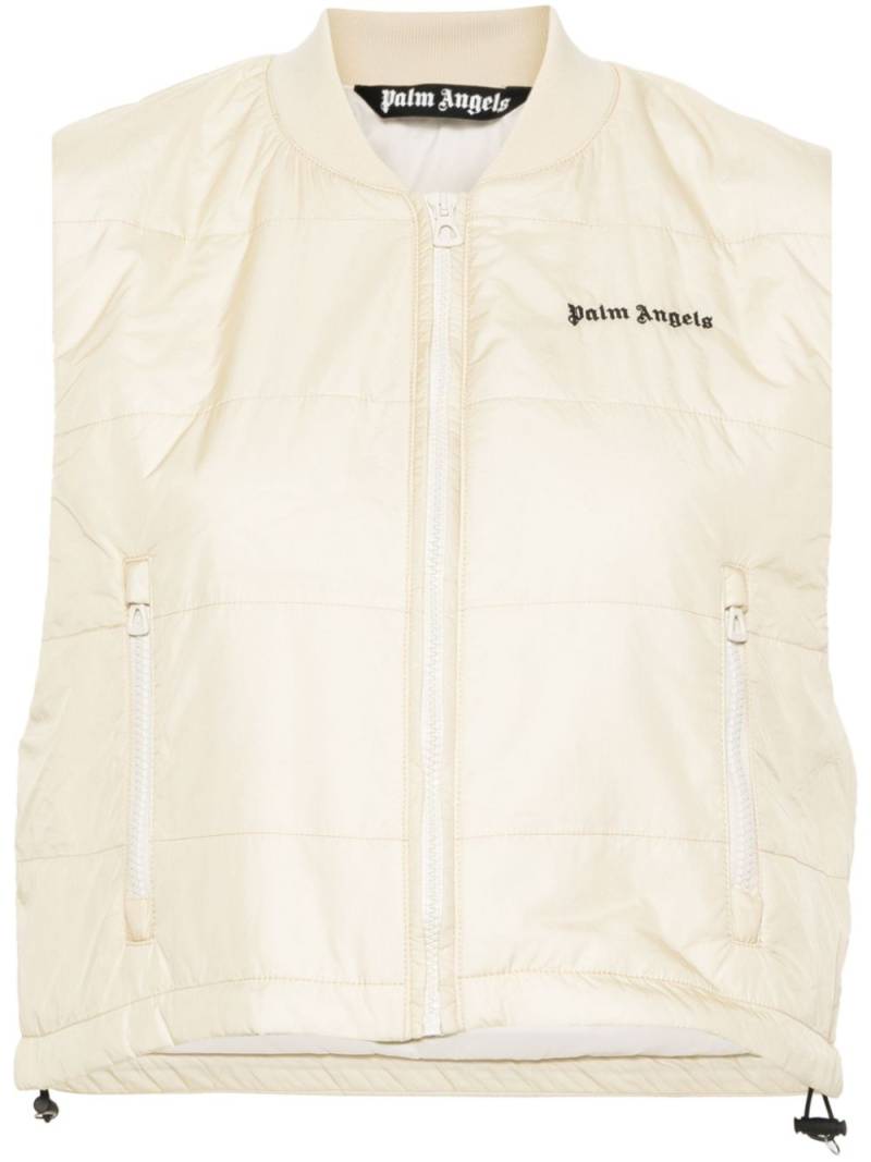 Palm Angels logo-print down vest - Neutrals von Palm Angels