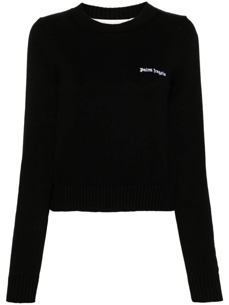 Palm Angels logo-embroidered cropped jumper - Black von Palm Angels