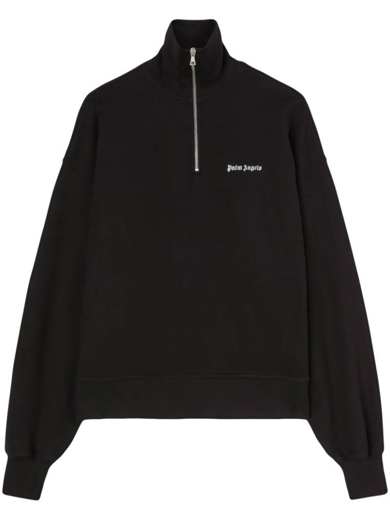 Palm Angels logo-embroidered half-zip sweatshirt - Black von Palm Angels