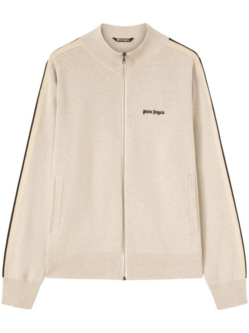 Palm Angels logo-embroidered knit jacket - Neutrals von Palm Angels