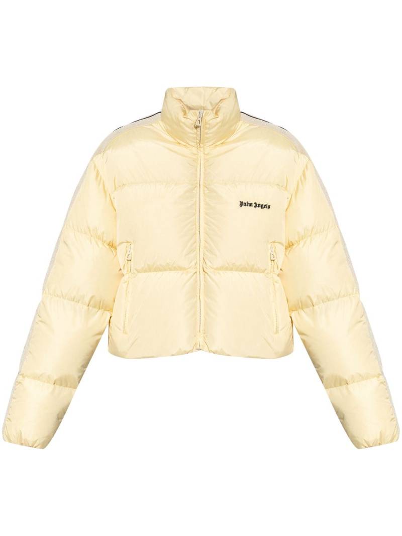 Palm Angels logo-embroidered puffer jacket - Yellow von Palm Angels