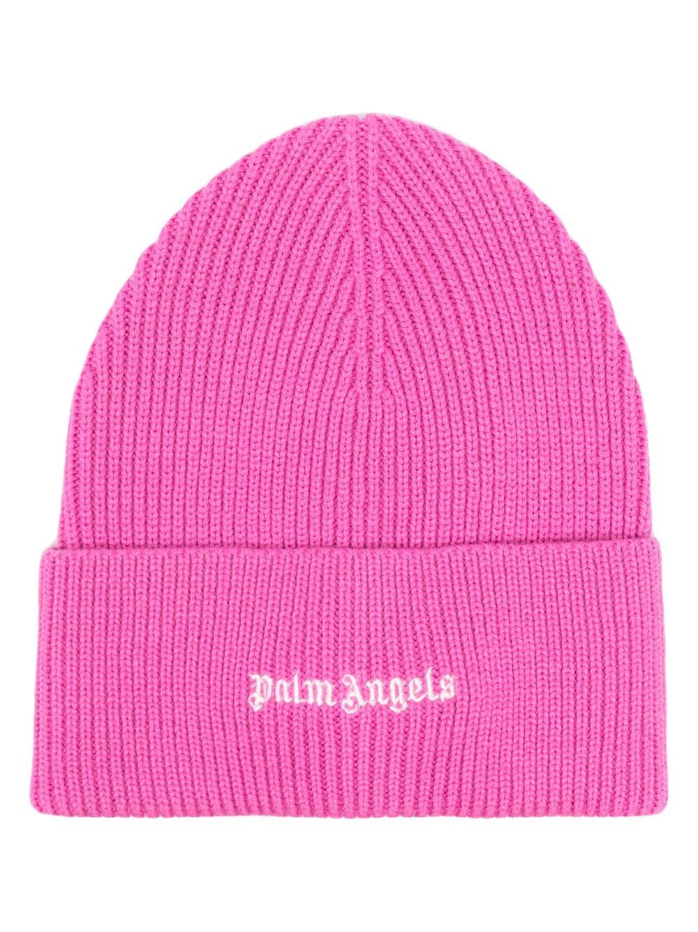 Palm Angels logo-embroidered wool-blend beanie - Pink von Palm Angels