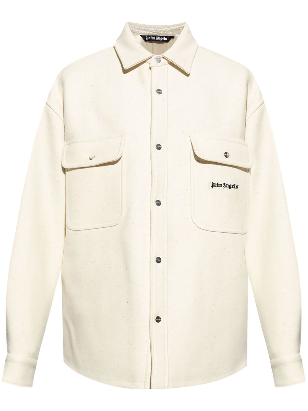 Palm Angels logo-embroidered shirt jacket - White von Palm Angels