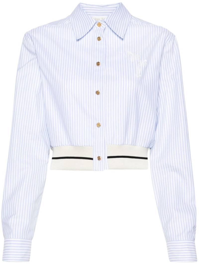 Palm Angels logo-embroidered striped cotton shirt - Blue von Palm Angels