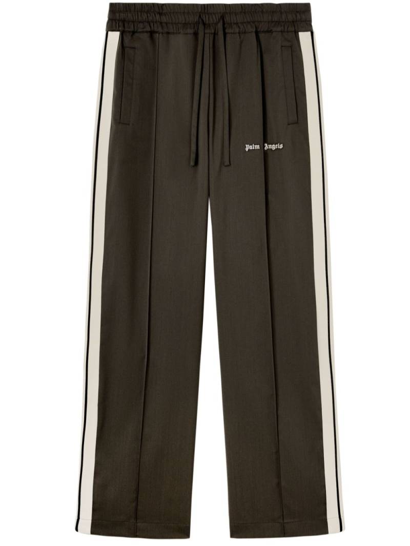 Palm Angels logo-embroidered wool track pants - Brown von Palm Angels