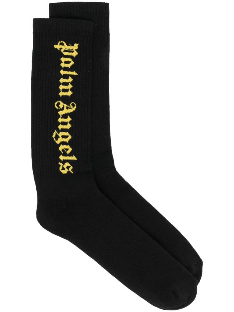 Palm Angels logo-intarsia ankle socks - Black von Palm Angels