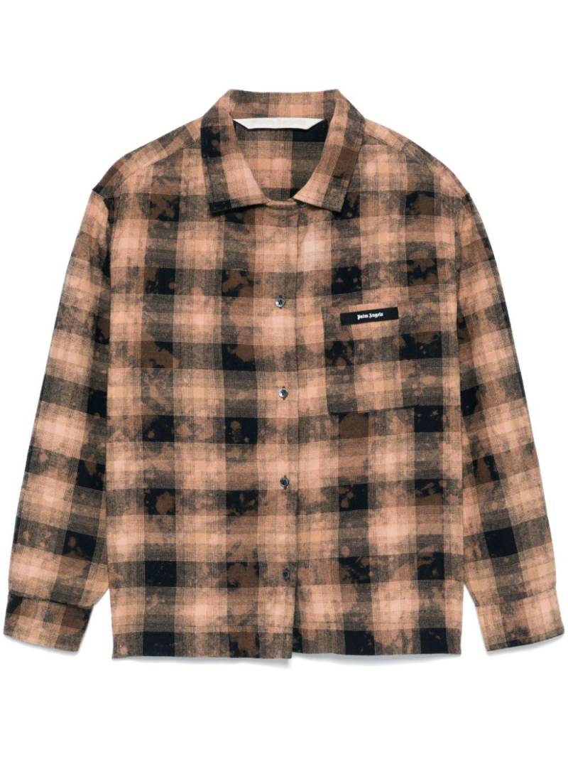 Palm Angels logo-patch check shirt - Brown von Palm Angels