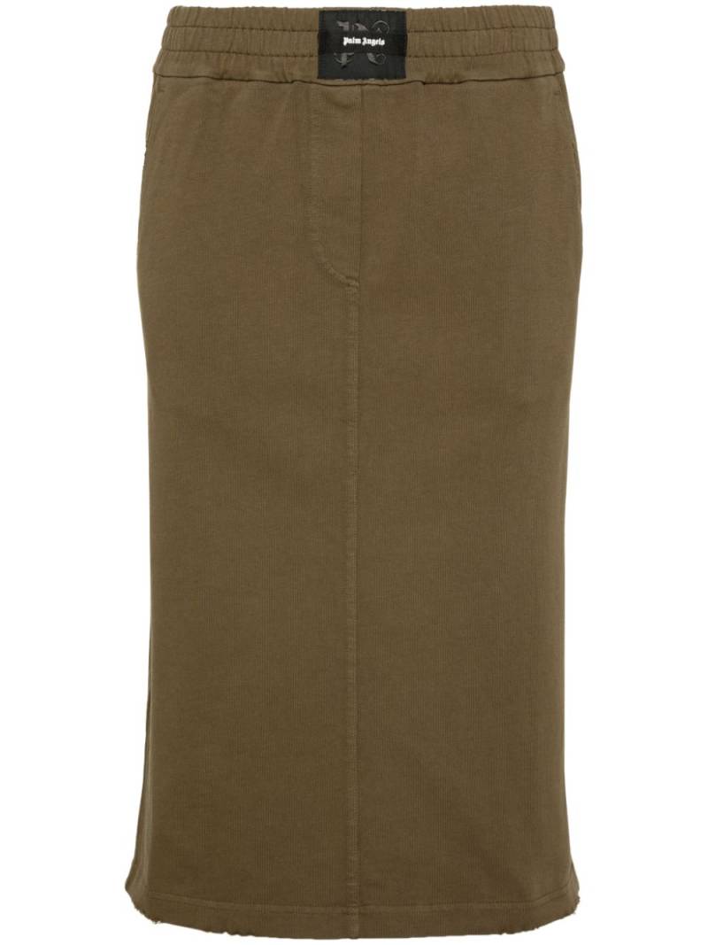 Palm Angels logo-patch jersey midi skirt - Green von Palm Angels