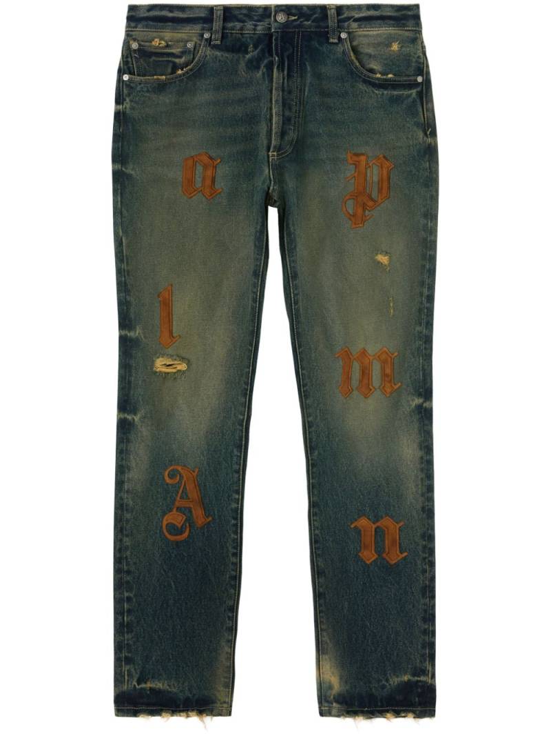 Palm Angels logo-patch loose jeans - Blue von Palm Angels