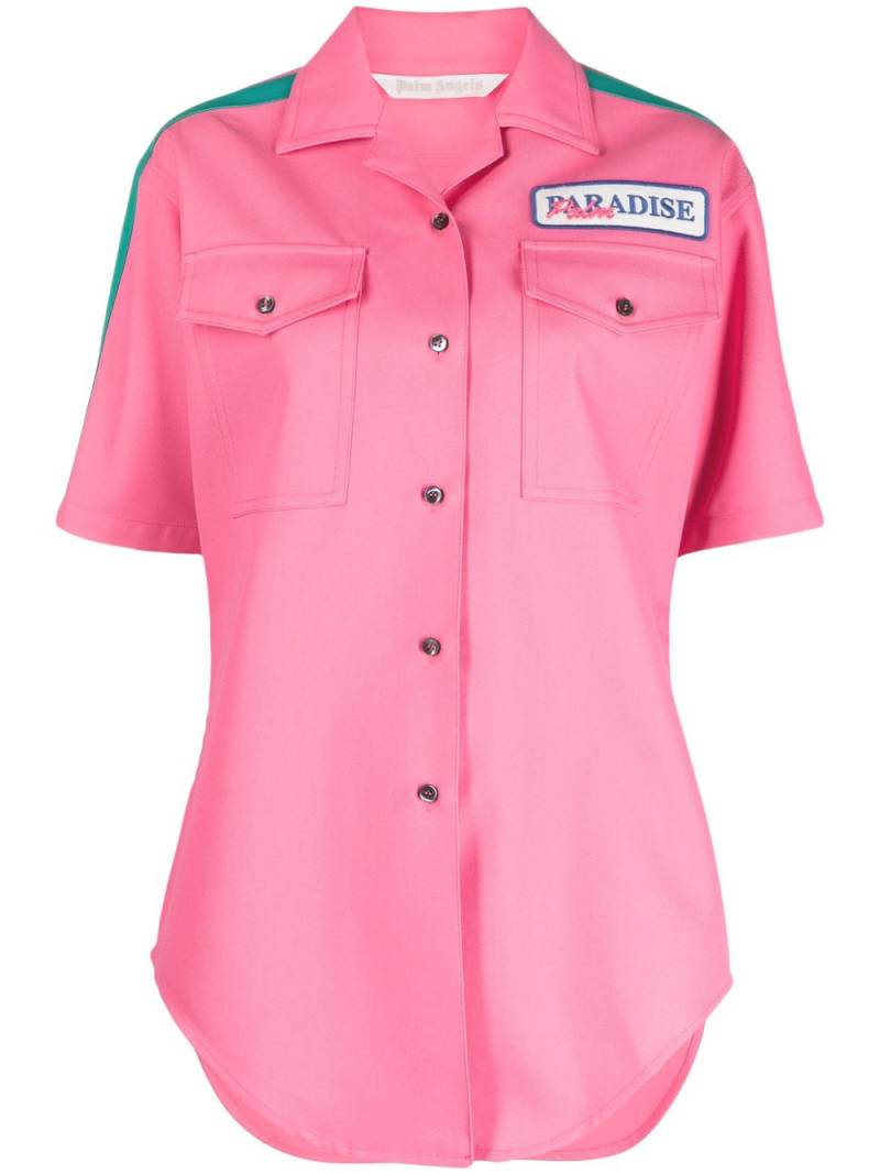 Palm Angels logo-patch short-sleeved shirt - Pink von Palm Angels