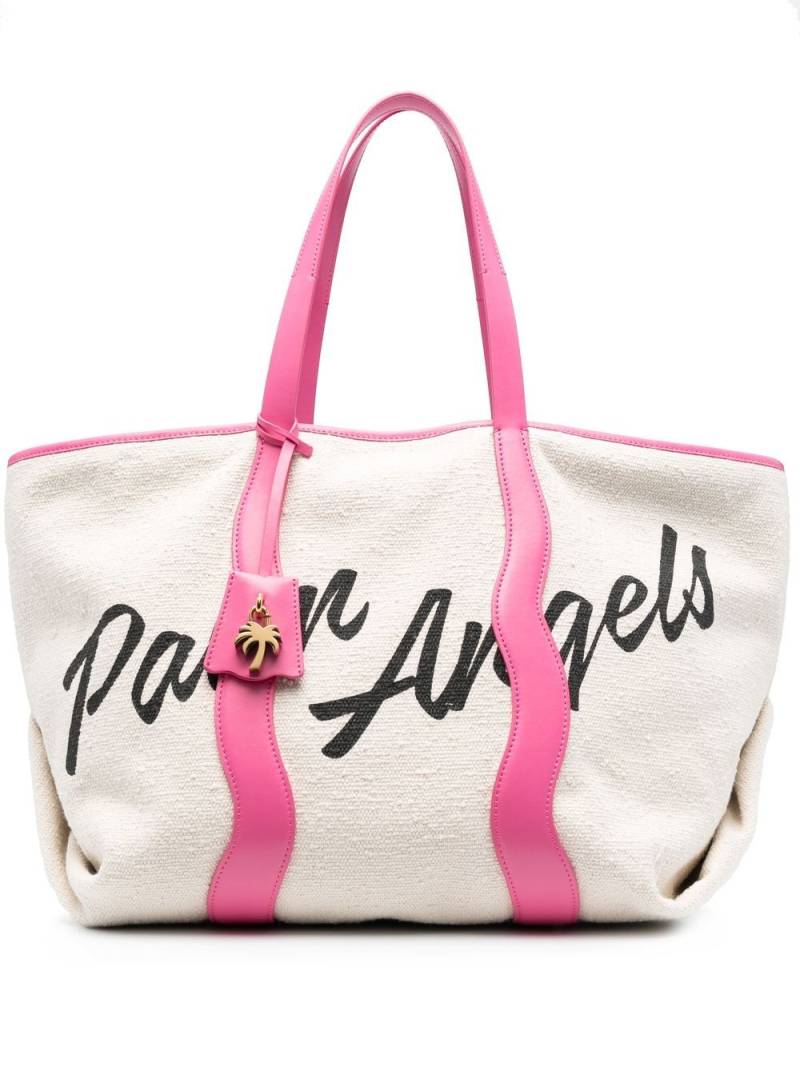 Palm Angels logo-print canvas tote bag - Neutrals von Palm Angels