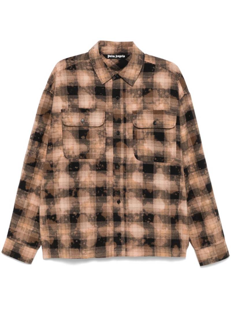 Palm Angels logo-print checked shirt - 6003 6003 BROWN OFF WHITE von Palm Angels