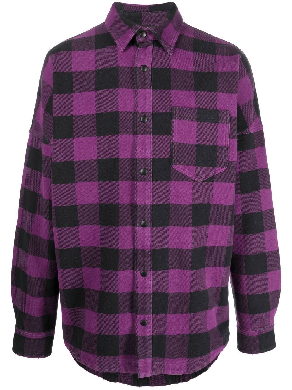 Palm Angels logo-print checked shirt - Purple von Palm Angels