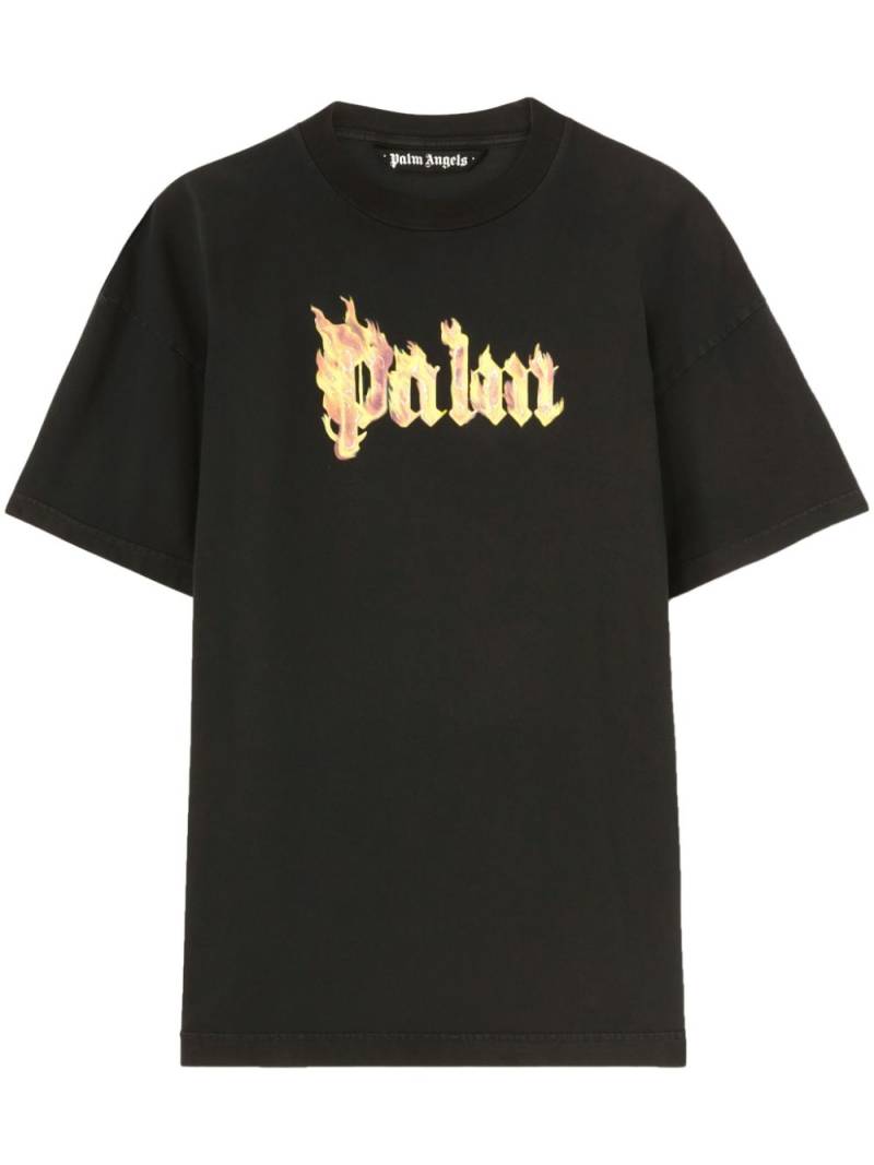 Palm Angels logo-print cotton T-shirt - Black von Palm Angels