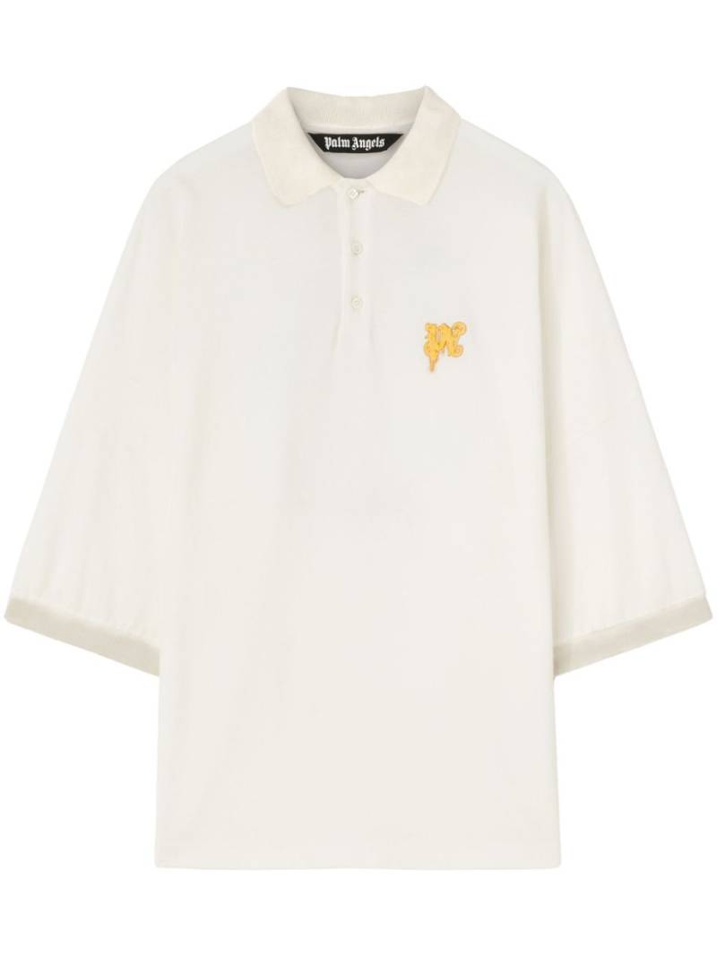 Palm Angels logo-print cotton polo shirt - White von Palm Angels