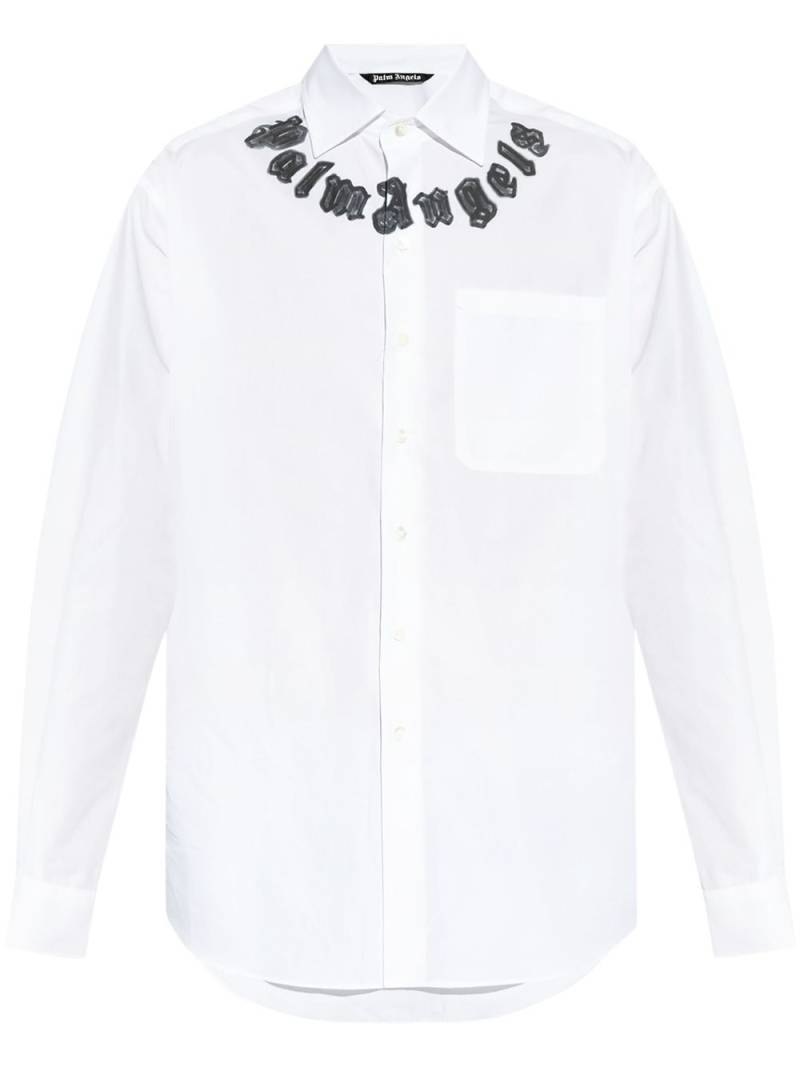 Palm Angels logo-print cotton shirt - White von Palm Angels