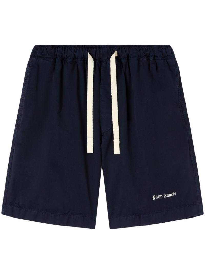 Palm Angels logo-embroidered bermuda shorts - Blue von Palm Angels