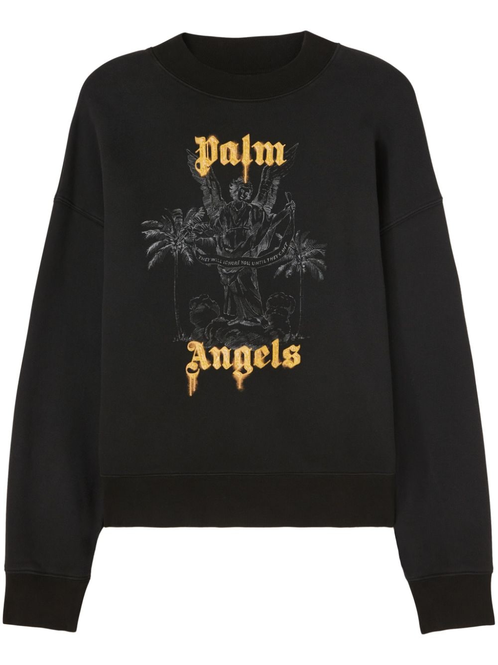 Palm Angels logo-print cotton sweatshirt - Black von Palm Angels