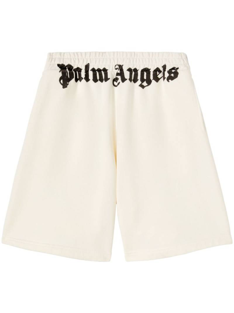 Palm Angels logo-print cotton track shorts - White von Palm Angels