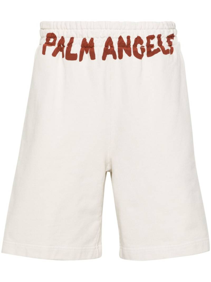 Palm Angels logo-print cotton track shorts - White von Palm Angels