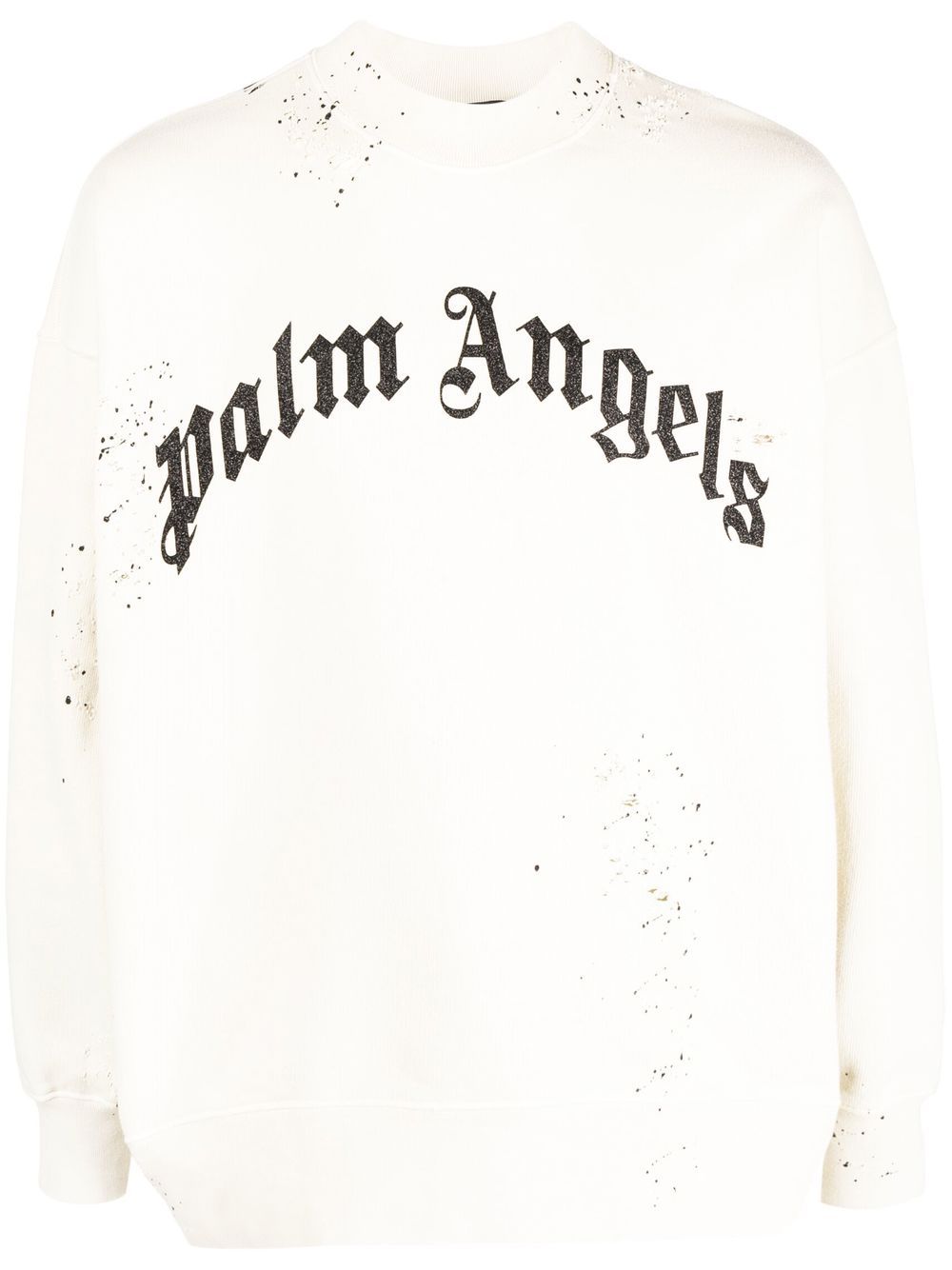 Palm Angels logo-print distressed-finish sweatshirt - Neutrals von Palm Angels