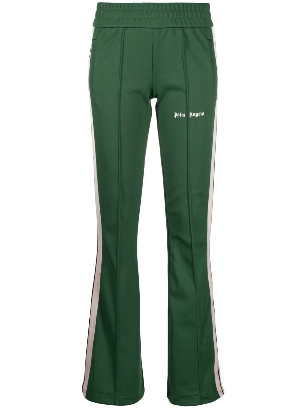 Palm Angels logo-print flared track pants - Green von Palm Angels