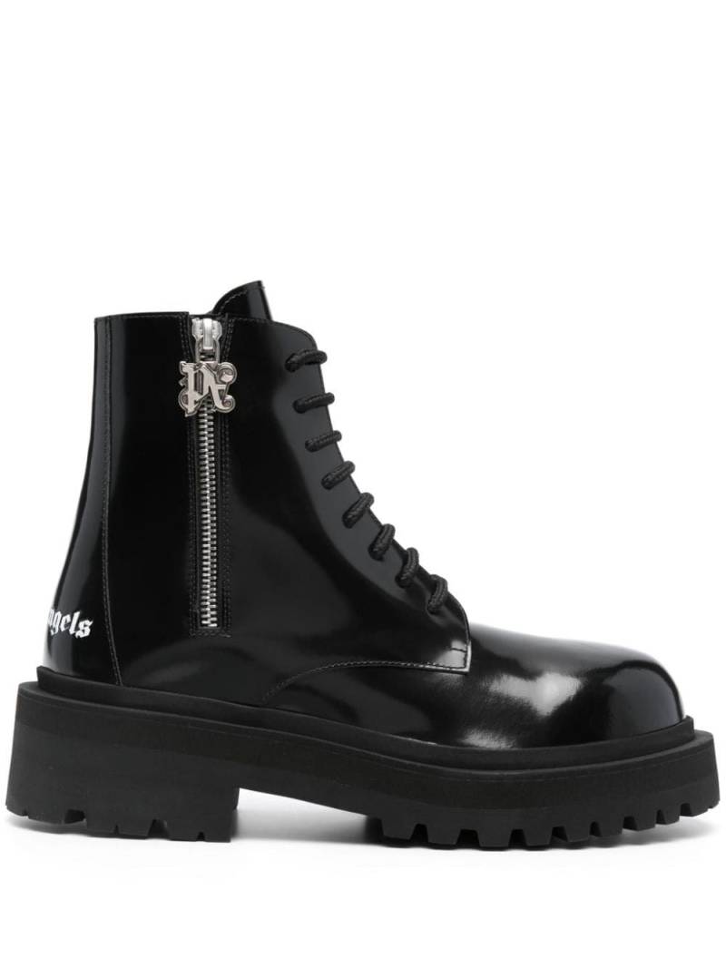 Palm Angels logo-print lace-up boots - Black von Palm Angels