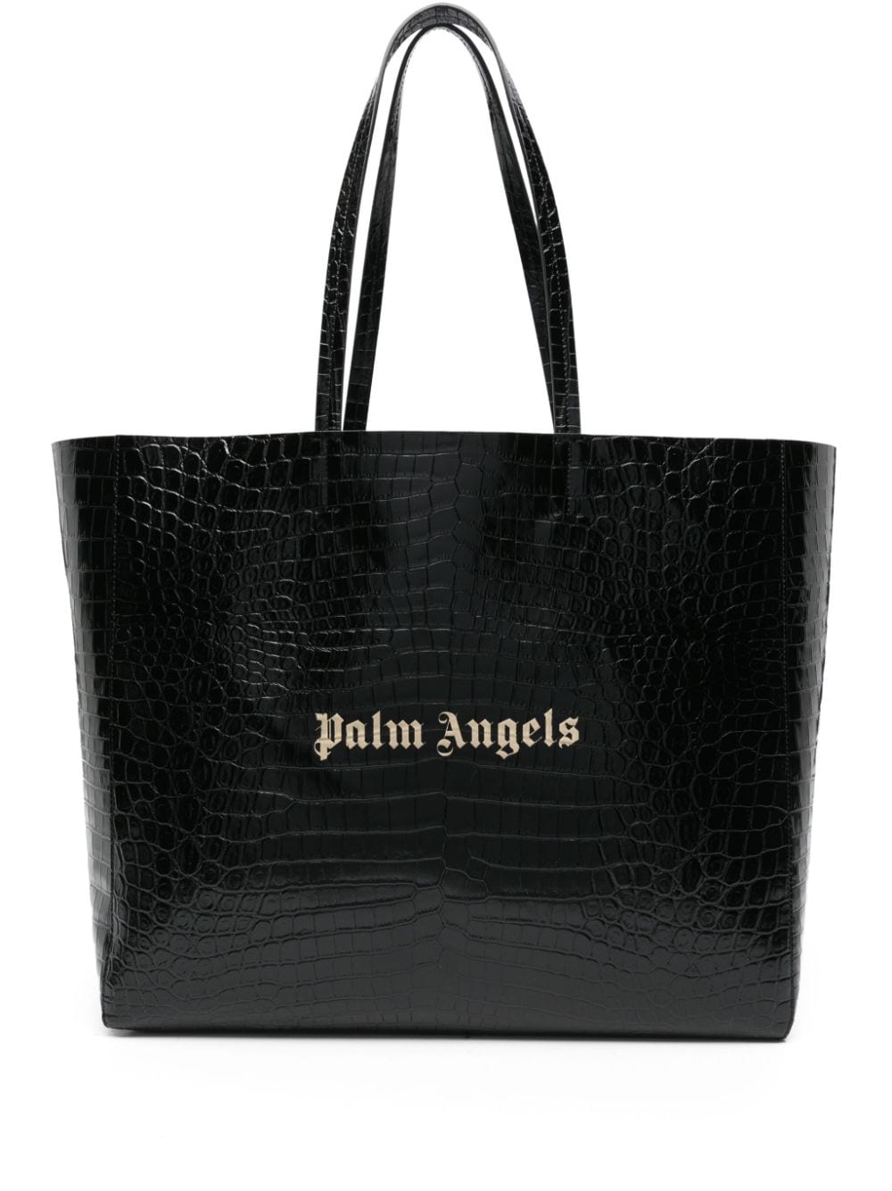 Palm Angels logo-appliqué leather tote bag - Black von Palm Angels