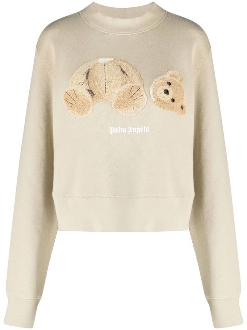 Palm Angels logo-print long-sleeve sweatshirt - Neutrals von Palm Angels