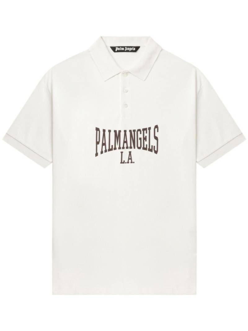 Palm Angels logo print polo shirts - White von Palm Angels