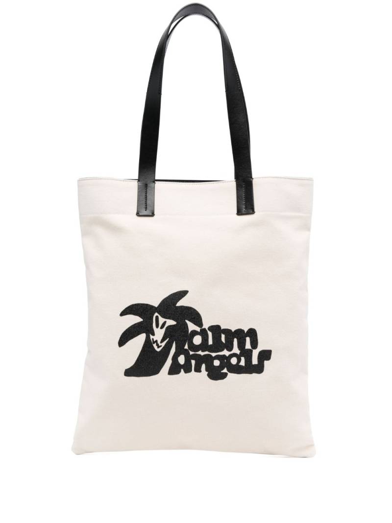 Palm Angels logo-print canvas tote bag - Neutrals von Palm Angels