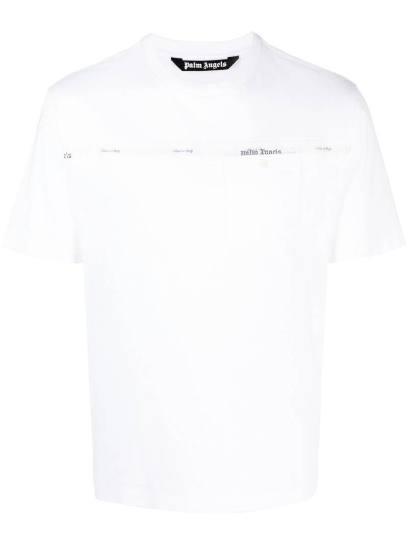 Palm Angels logo-stripe crew-neck T-shirt - White von Palm Angels