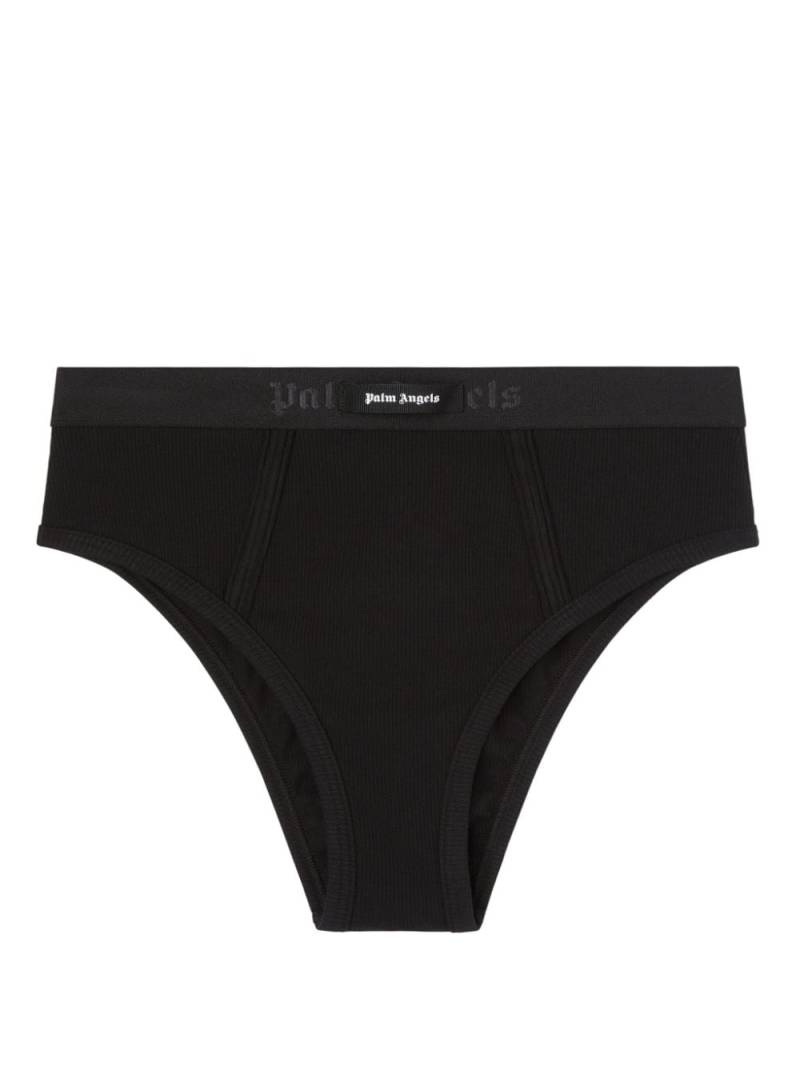 Palm Angels logo-waistband high-waist briefs - Black von Palm Angels