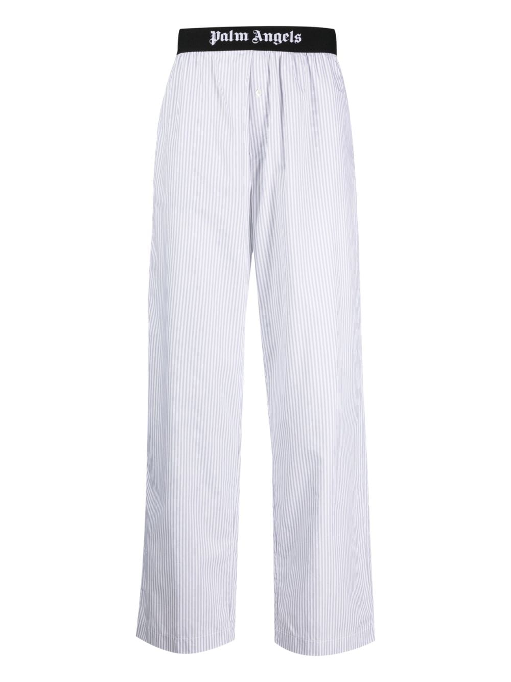 Palm Angels logo-waistband striped pajama trousers - Grey von Palm Angels
