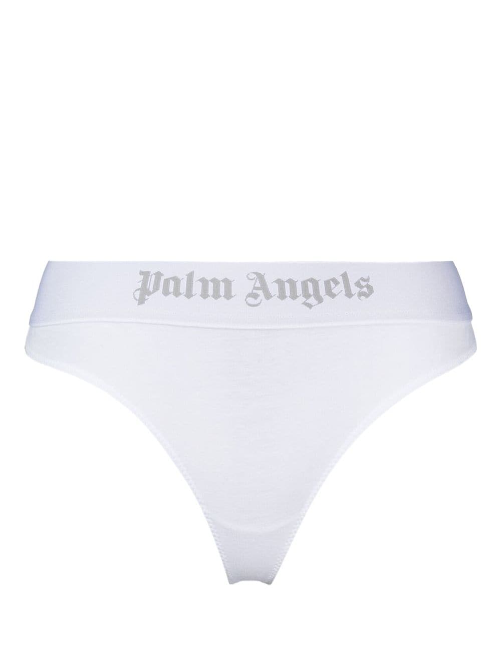 Palm Angels logo-waistband thong - White von Palm Angels