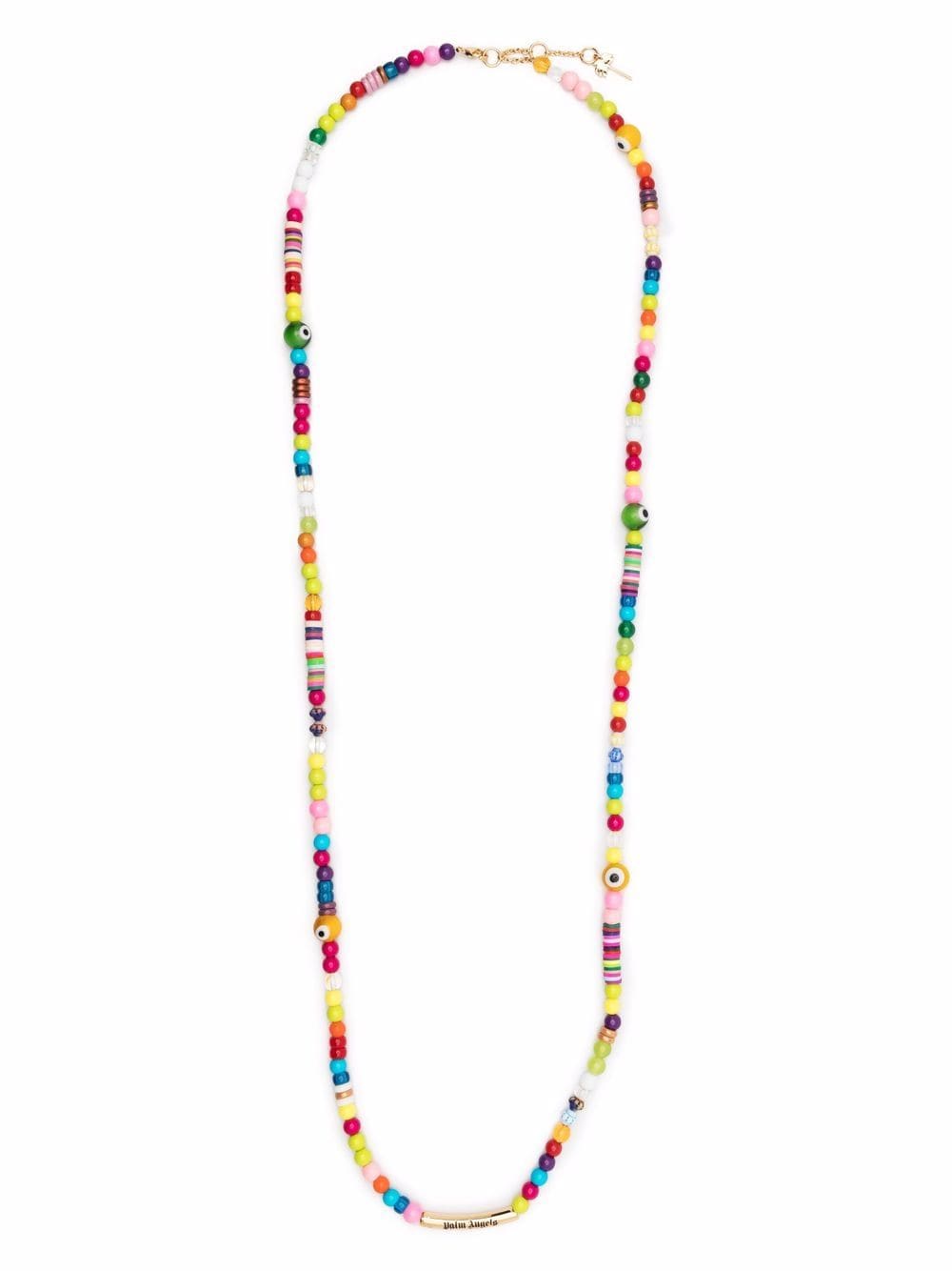 Palm Angels long Logo Rainbow beaded necklace - Pink von Palm Angels