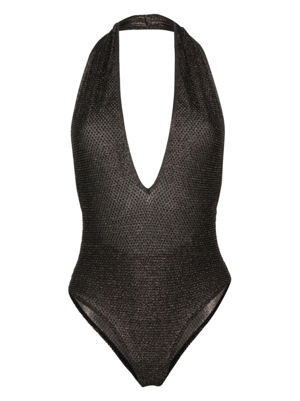 Palm Angels lurex V-neck swimsuit - Black von Palm Angels