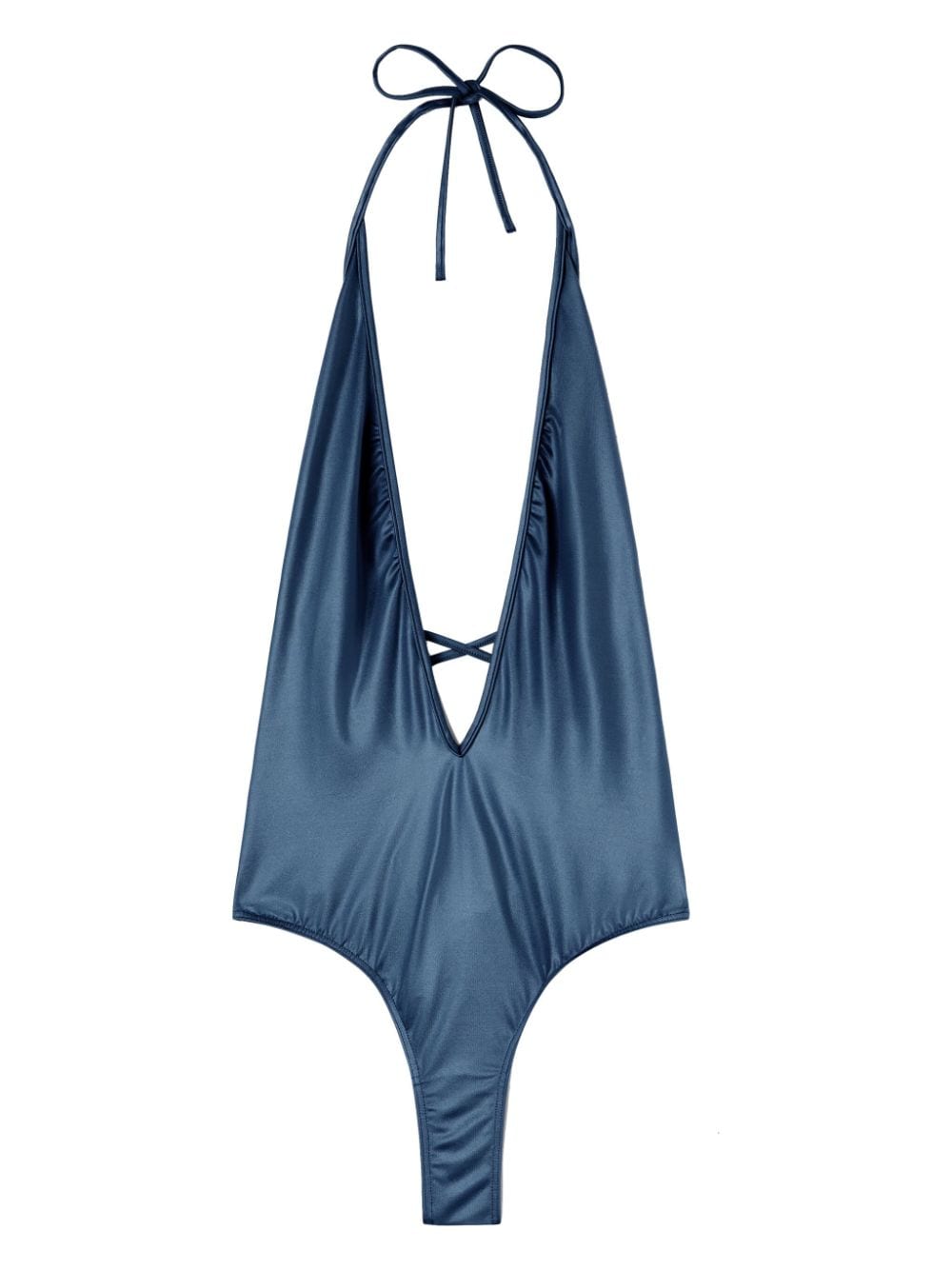 Palm Angels metallic V-neck swimsuit - Blue von Palm Angels