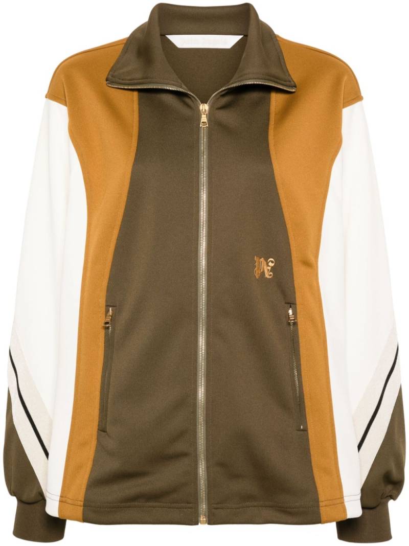 Palm Angels monogram-embroidered colourblock track jacket - Brown von Palm Angels