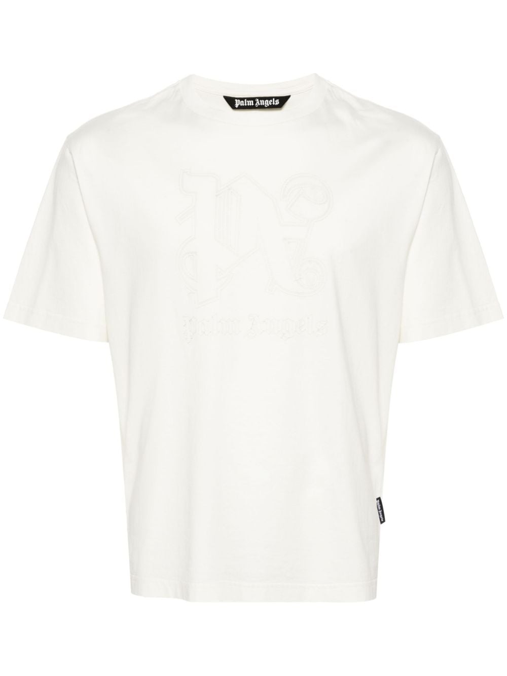 Palm Angels monogram-embroidered cotton T-shirt - White von Palm Angels