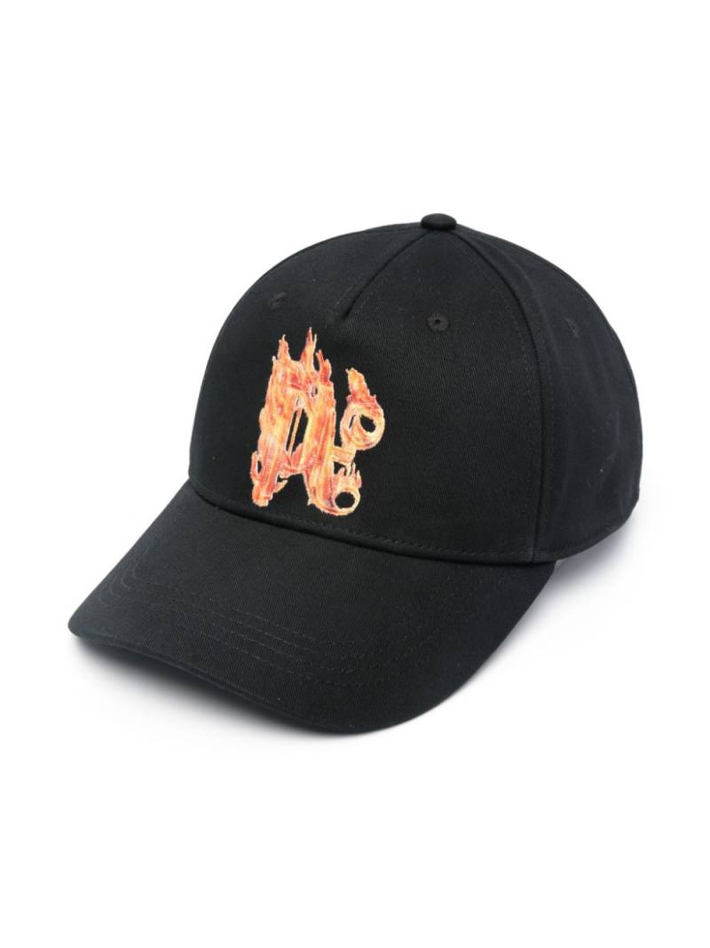 Palm Angels Burning monogram-embroidered baseball cap - Black von Palm Angels