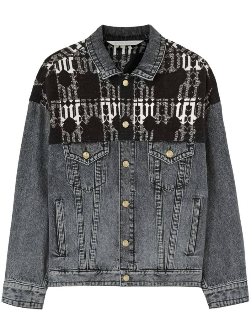 Palm Angels monogram-jacquard denim jacket - Grey von Palm Angels