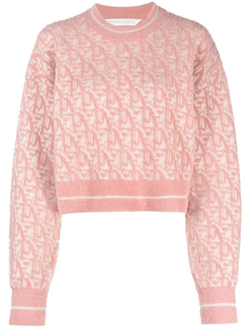 Palm Angels monogram-jacquard cropped jumper - Neutrals von Palm Angels