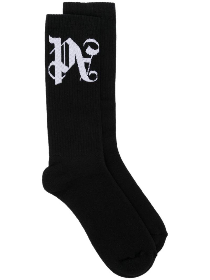 Palm Angels monogram-jacquard socks - Black von Palm Angels