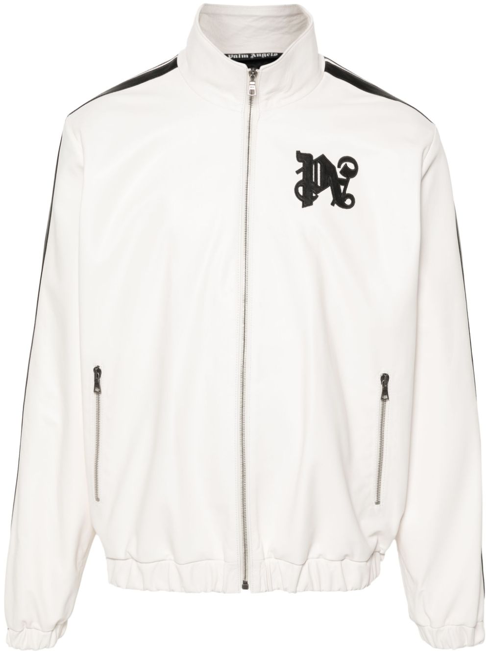 Palm Angels monogram-patch leather jacket - Neutrals von Palm Angels