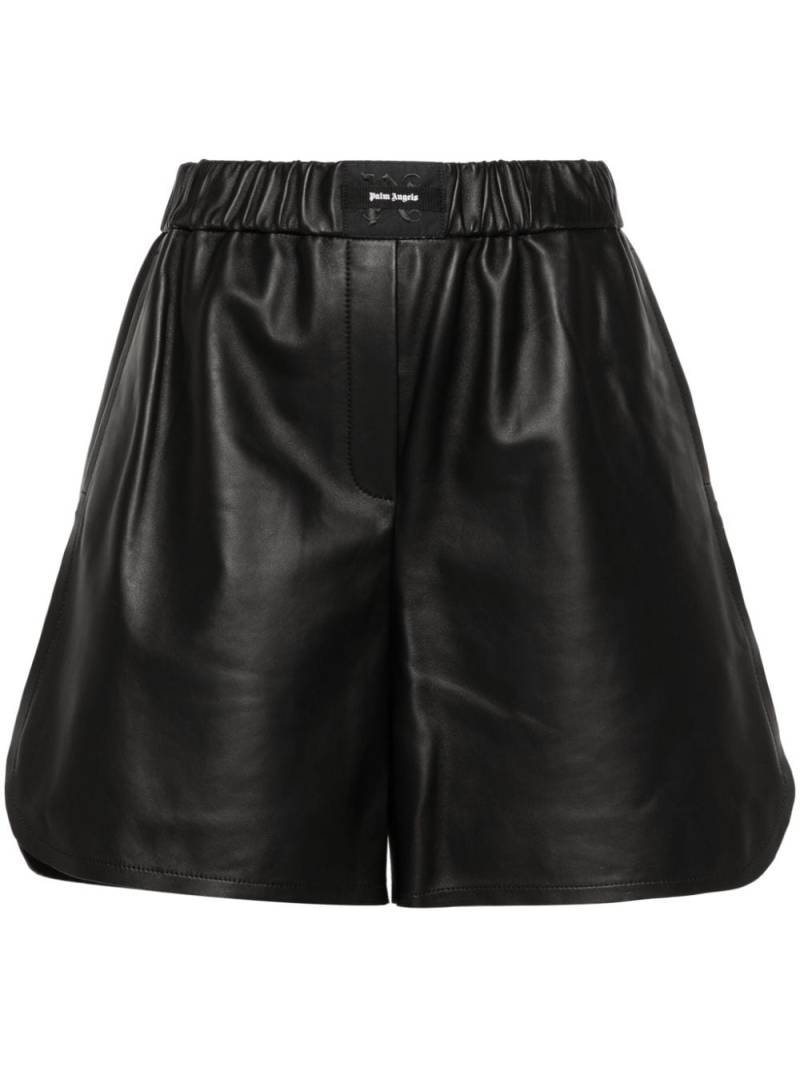 Palm Angels monogram-patch leather shorts - Black von Palm Angels